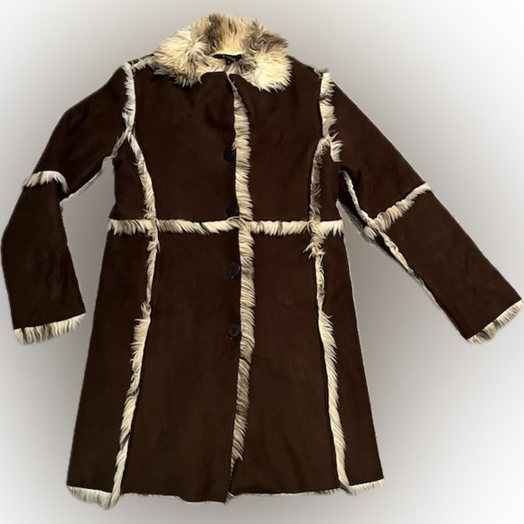 Vintage TRUE GRIT faux suede Elephant fur long coat 70’s boho penny lane style - Picture 3 of 15